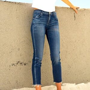 AMO Jeans Stix Crop Raw Hem Skinny Jeans